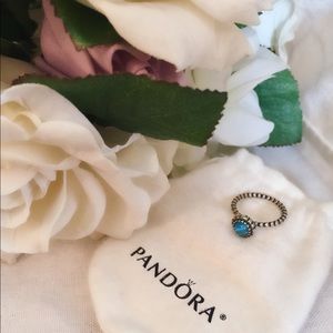 Pandora December Birthday Blooms Ring - Turquoise
